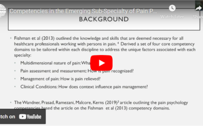 Core Competencies for the Emerging Specialty of Pain Psychology